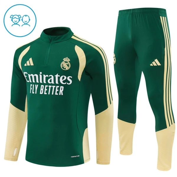 Real Madrid Kvart-Zip Trenings Collegegenser Barn 2026-27 Grønn Real Madrid Kvart-Zip Trenings Collegegenser Barn 2026-27 Grønn