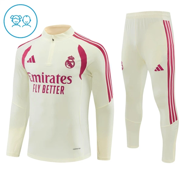 Real Madrid Kvart-Zip Trenings Collegegenser Barn 2026-27 Hvit Real Madrid Kvart-Zip Trenings Collegegenser Barn 2026-27 Hvit