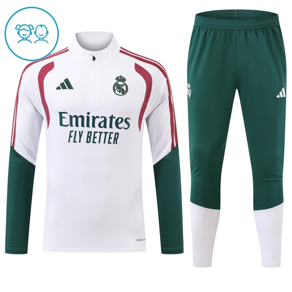 Real Madrid Kvart-Zip Trenings Collegegenser Barn 2026-27 Hvit Real Madrid Kvart-Zip Trenings Collegegenser Barn 2026-27 Hvit