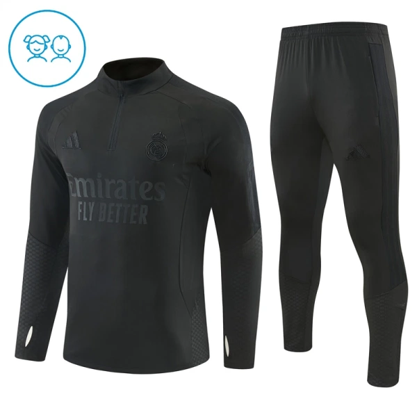 Real Madrid Kvart-Zip Trenings Collegegenser Barn 2026-27 Svart Real Madrid Kvart-Zip Trenings Collegegenser Barn 2026-27 Svart