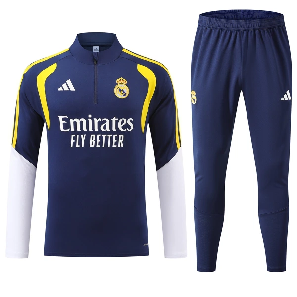 Real Madrid Kvart-Zip Trenings Collegegenser Herre 2026-27 Blå Real Madrid Kvart-Zip Trenings Collegegenser Herre 2026-27 Blå