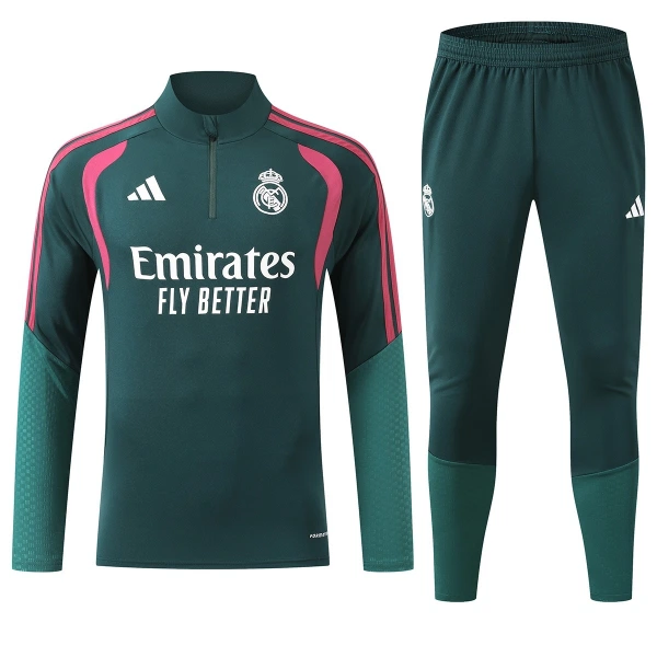 Real Madrid Kvart-Zip Trenings Collegegenser Herre 2026-27 Grønn Real Madrid Kvart-Zip Trenings Collegegenser Herre 2026-27 Grønn