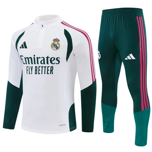 Real Madrid Kvart-Zip Trenings Collegegenser Herre 2026-27 Hvit Real Madrid Kvart-Zip Trenings Collegegenser Herre 2026-27 Hvit