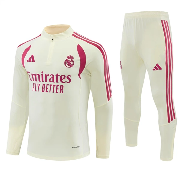 Real Madrid Kvart-Zip Trenings Collegegenser Herre 2026-27 Hvit Real Madrid Kvart-Zip Trenings Collegegenser Herre 2026-27 Hvit